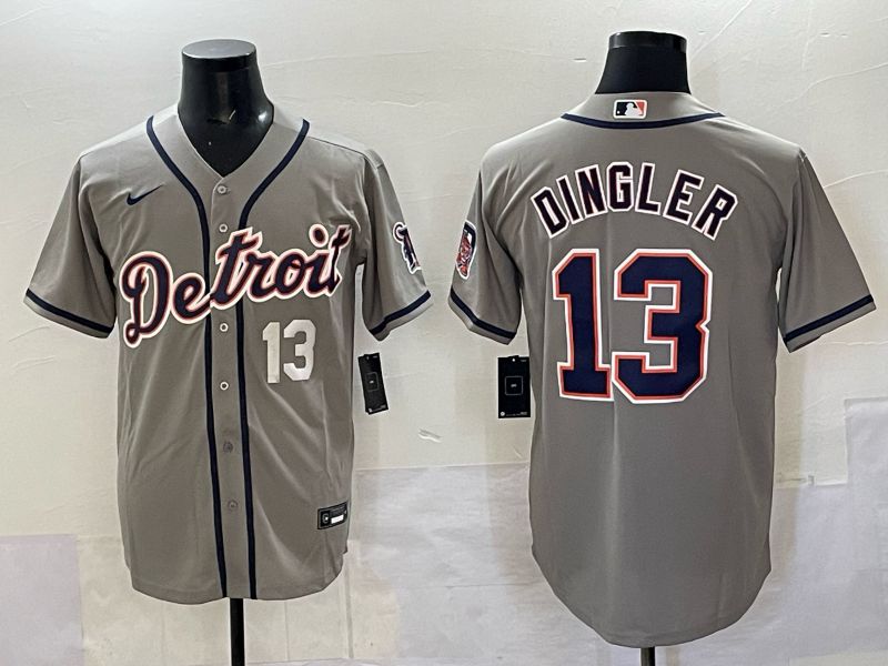 Men 2025 Detroit Tigers #13 Dingler Grey Nike MLB Jersey 03->detroit tigers->MLB Jersey